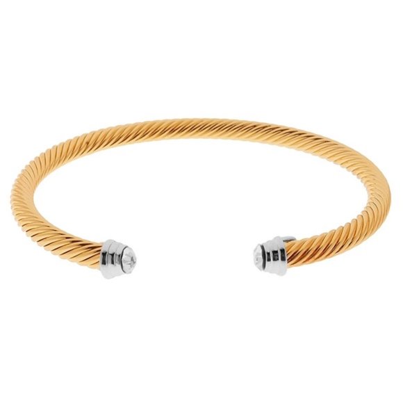 18K Gold Czech Stone Bangle-B710GC - Picture 1 of 2